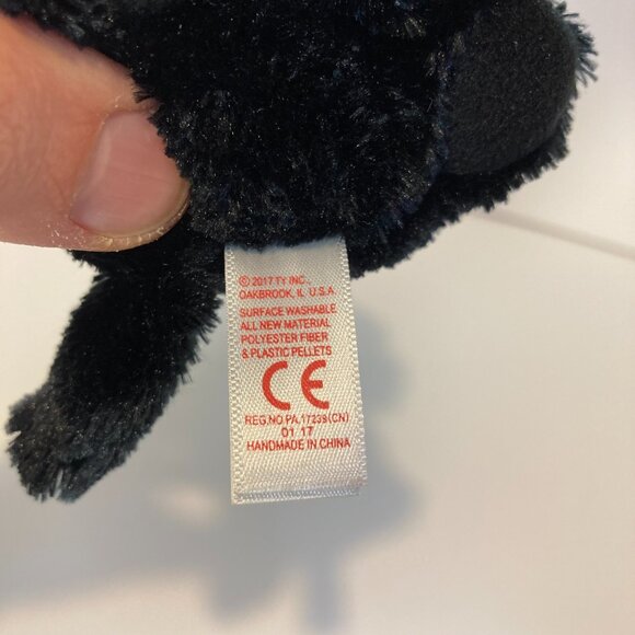 Ty Beanie Boos Tracey Dog Black White 6" Stuffed Plush Toy 2017 Blue Eyes W Tag - Picture 3 of 10